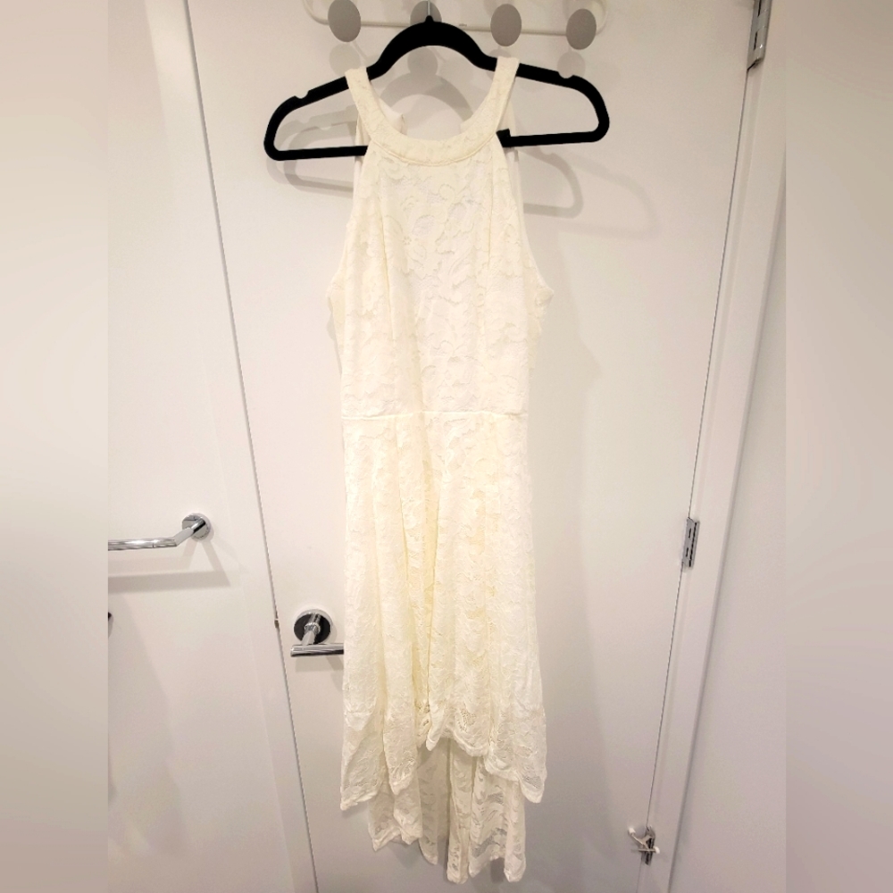 DressyStar White Lace Halter Dress, Size L